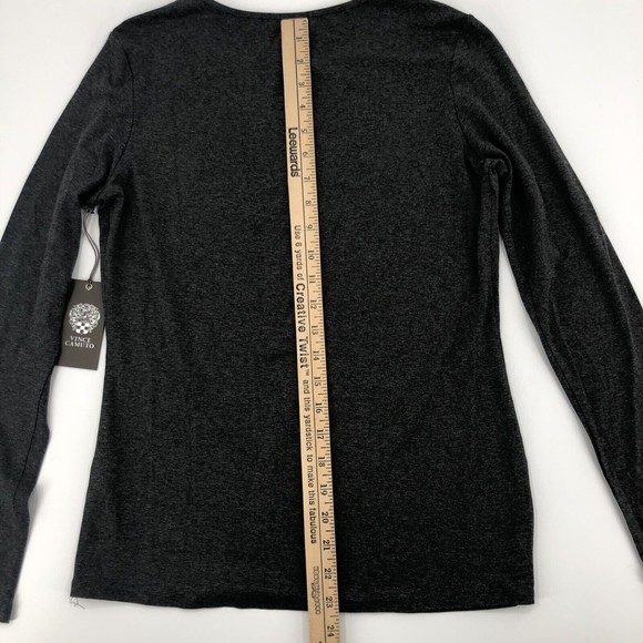 Vince Camuto Womens Top Small Gray Metal Stud Long Sleeve Stretch Rayon Knit NEW - Picture 9 of 12